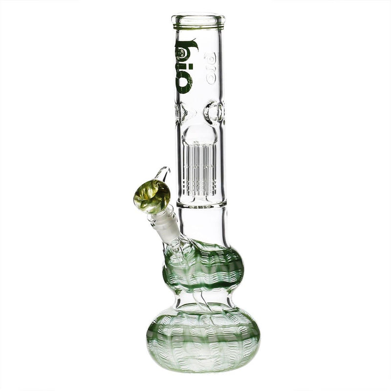 Bio Glass Glass Bong 14" BIO Double Bubble Water Pipe - Green Rake