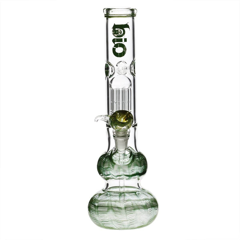 Bio Glass Glass Bong 14" BIO Double Bubble Water Pipe - Green Rake