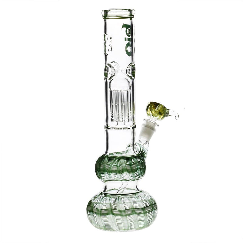 Bio Glass Glass Bong 14" BIO Double Bubble Water Pipe - Green Rake