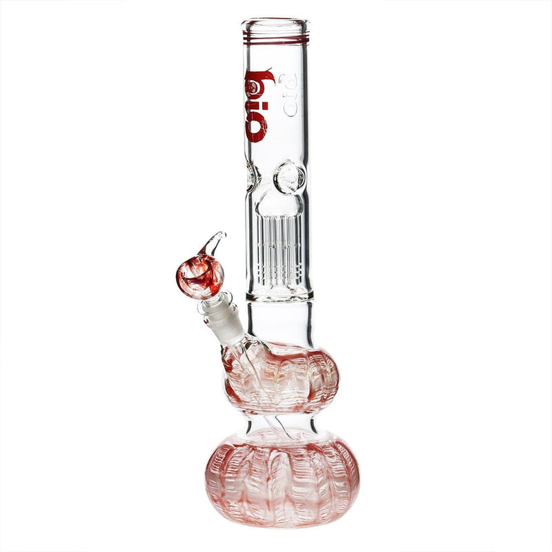 Bio Glass Glass Bong 14" BIO Double Bubble Water Pipe - Red Rake