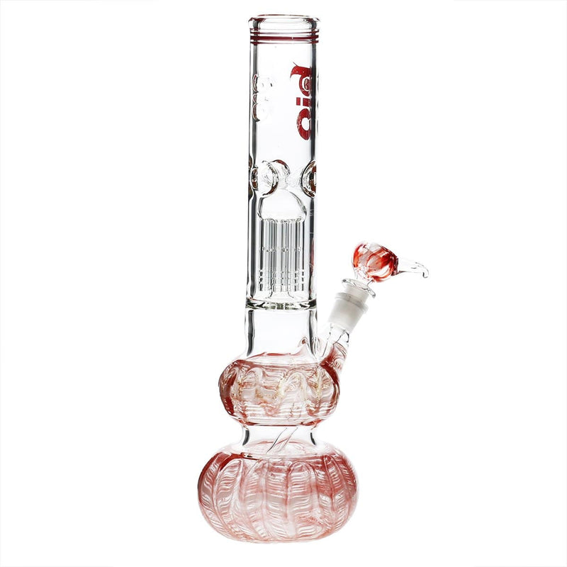 Bio Glass Glass Bong 14" BIO Double Bubble Water Pipe - Red Rake