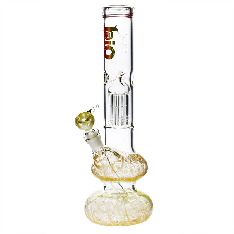 Bio Glass Glass Bong 14" BIO Double Bubble Water Pipe - Yellow Rake