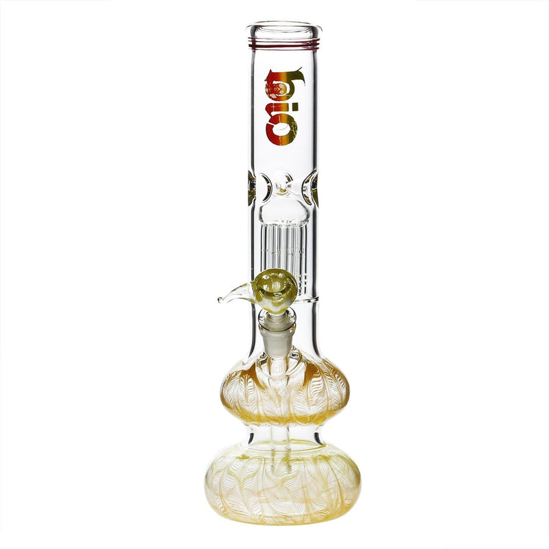 Bio Glass Glass Bong 14" BIO Double Bubble Water Pipe - Yellow Rake