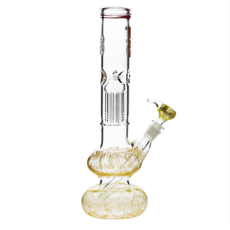 Bio Glass Glass Bong 14" BIO Double Bubble Water Pipe - Yellow Rake