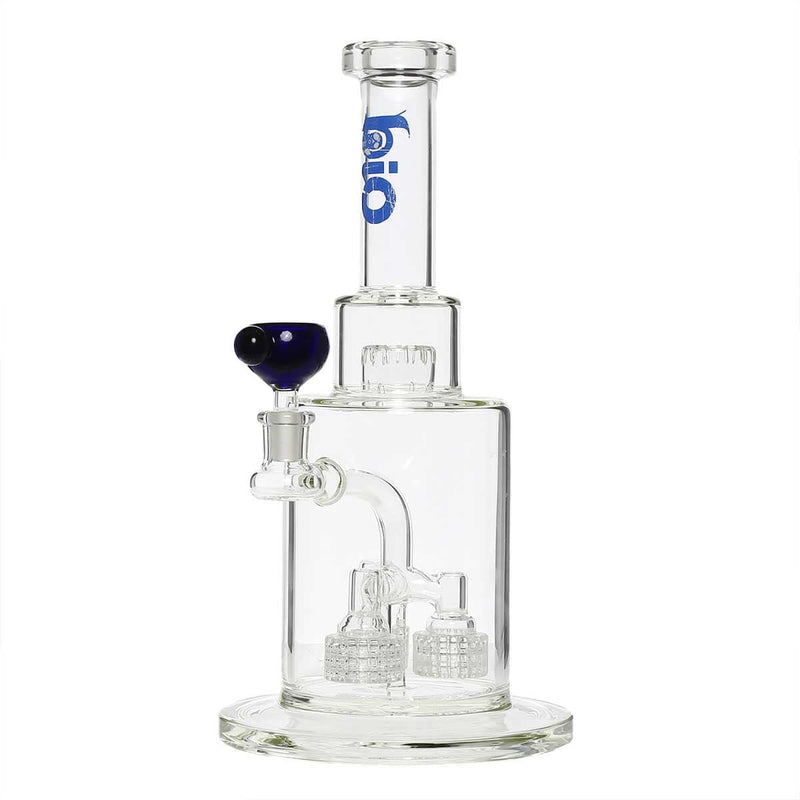 Bio Glass Glass Bong 14" Triple Grid Stemless Water Pipe - Blue