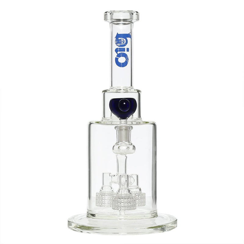 Bio Glass Glass Bong 14" Triple Grid Stemless Water Pipe - Blue