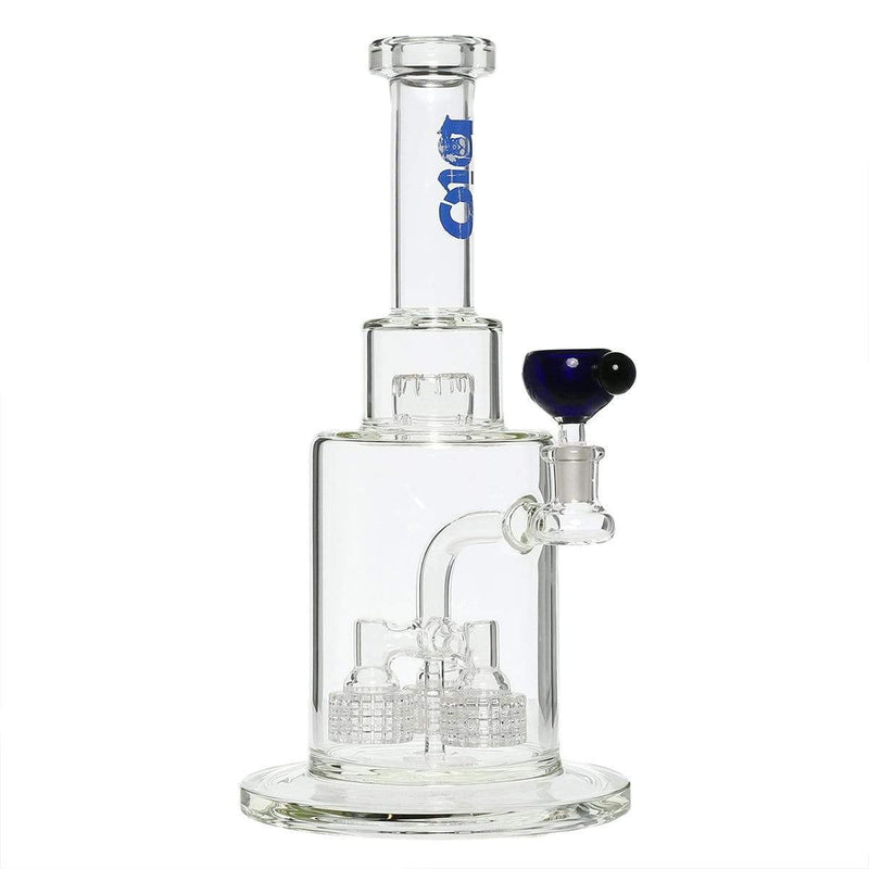 Bio Glass Glass Bong 14" Triple Grid Stemless Water Pipe - Blue