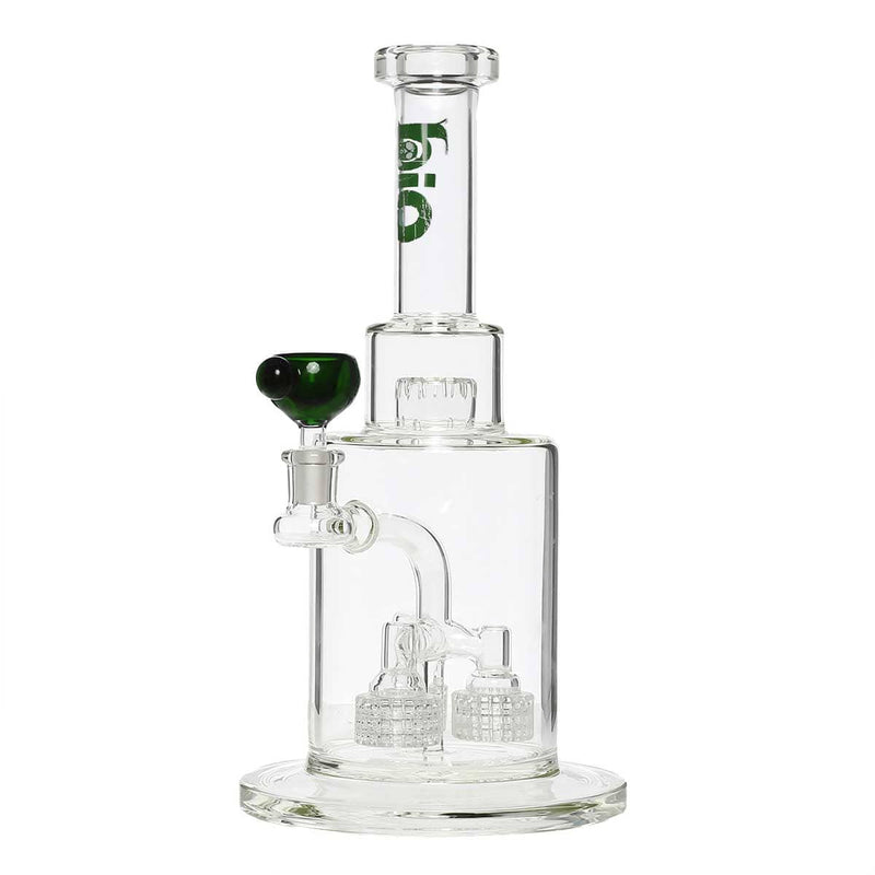 Bio Glass Glass Bong 14" Triple Grid Stemless Water Pipe - Green