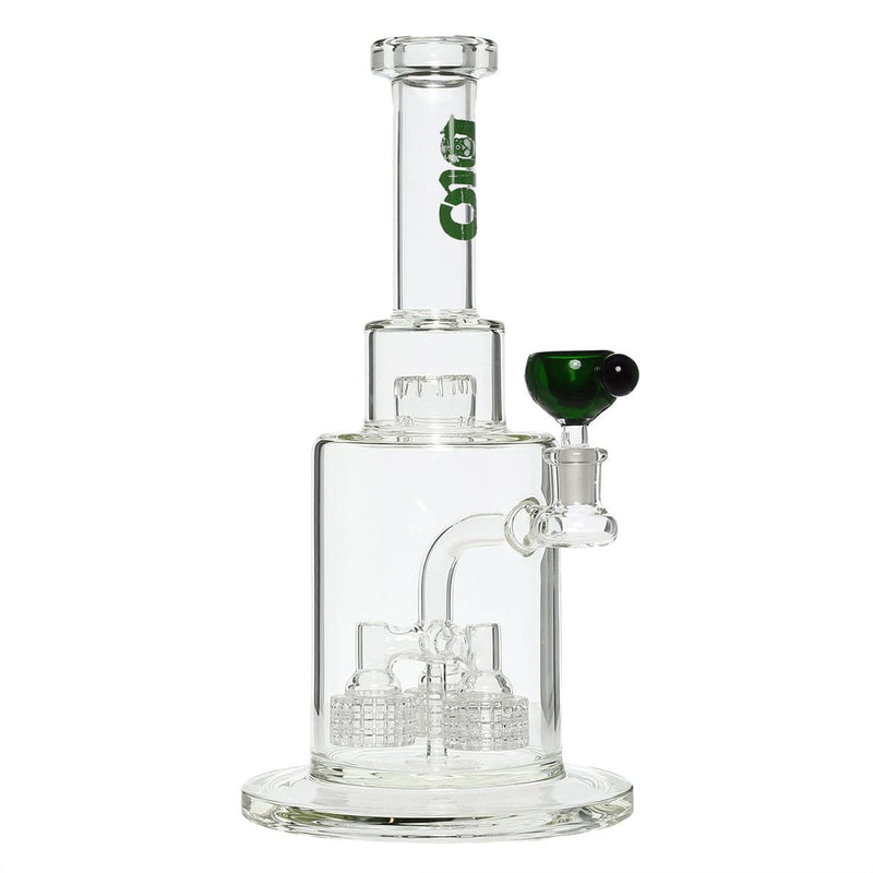 Bio Glass Glass Bong 14" Triple Grid Stemless Water Pipe - Green