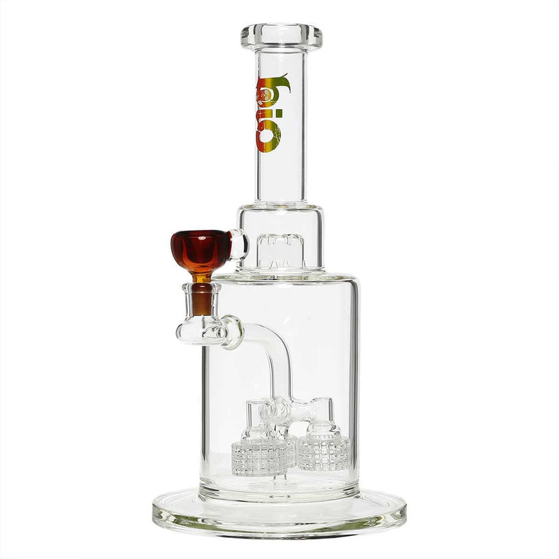 Bio Glass Glass Bong 14" Triple Grid Stemless Water Pipe - Rasta