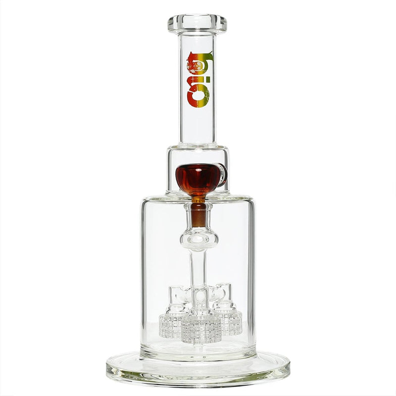 Bio Glass Glass Bong 14" Triple Grid Stemless Water Pipe - Rasta