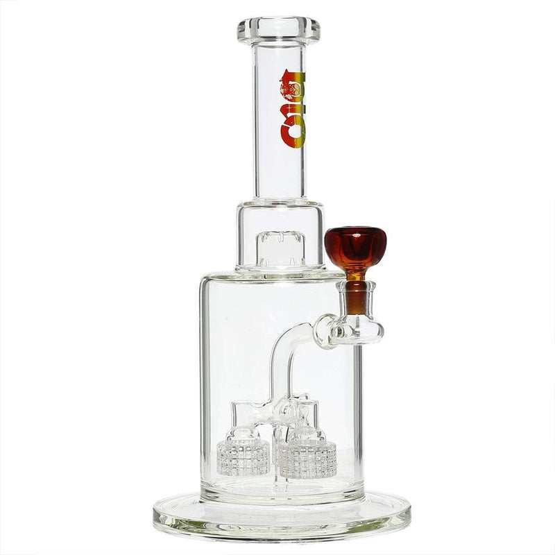 Bio Glass Glass Bong 14" Triple Grid Stemless Water Pipe - Rasta