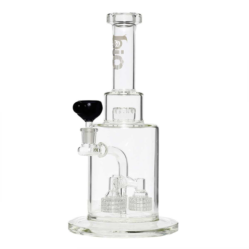 Bio Glass Glass Bong 14" Triple Grid Stemless Water Pipe - White