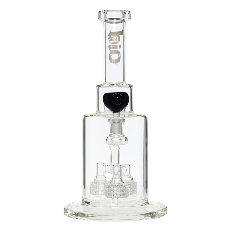 Bio Glass Glass Bong 14" Triple Grid Stemless Water Pipe - White