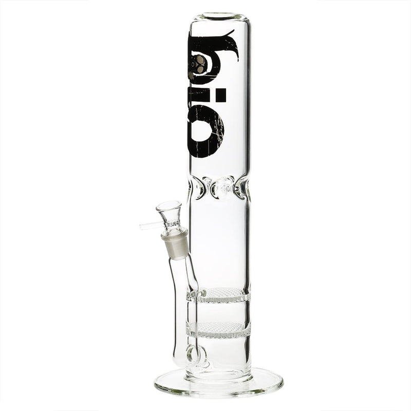 Bio Glass Glass Bong 15" BIO 65mm Double Honeycomb Water Pipe - Black Logo