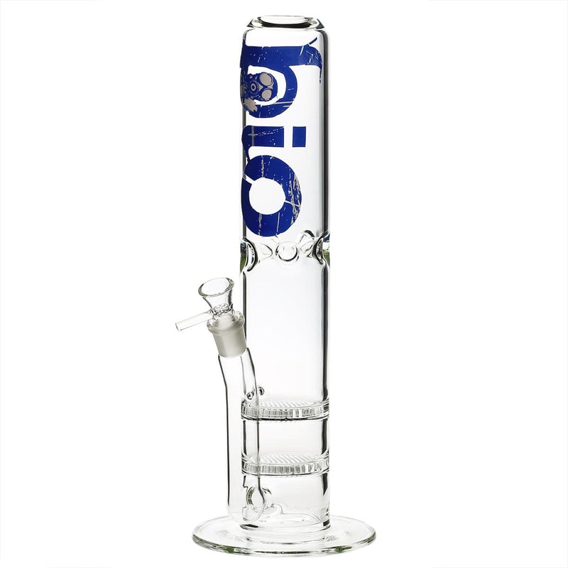 Bio Glass Glass Bong 15" BIO 65mm Double Honeycomb Water Pipe - Blue Logo