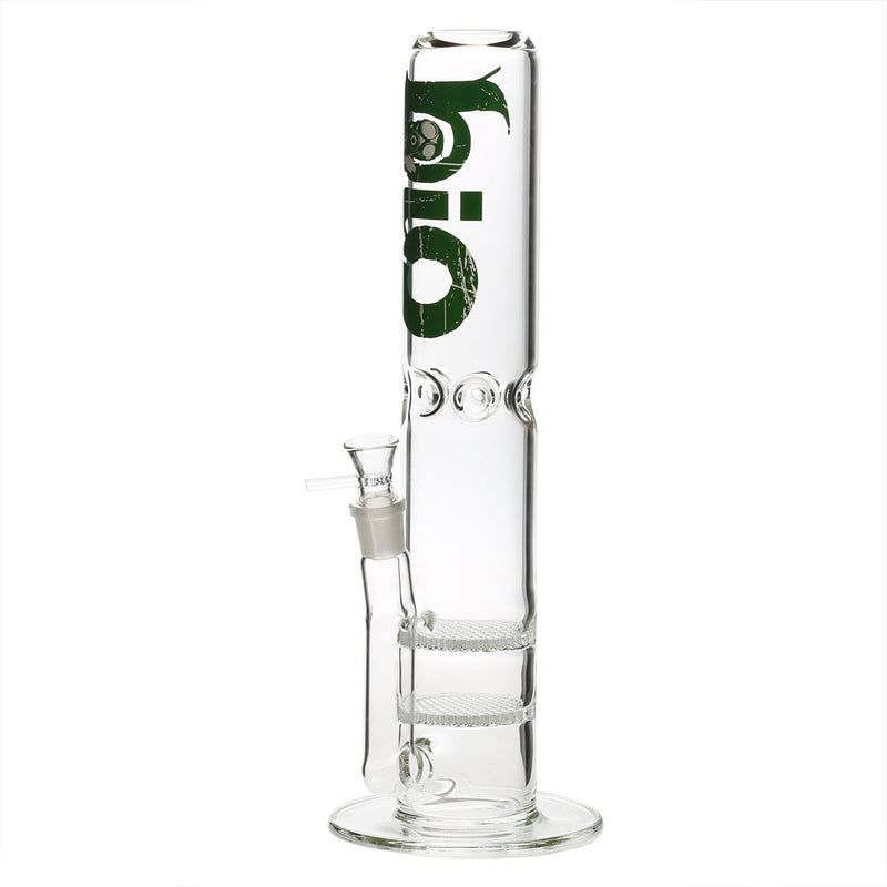 Bio Glass Glass Bong 15" BIO 65mm Double Honeycomb Water Pipe - Green Logo