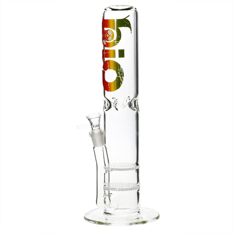 Bio Glass Glass Bong 15" BIO 65mm Double Honeycomb Water Pipe - Rasta Logo