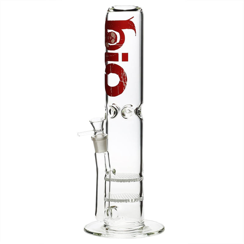 Bio Glass Glass Bong 15" BIO 65mm Double Honeycomb Water Pipe - Red Logo