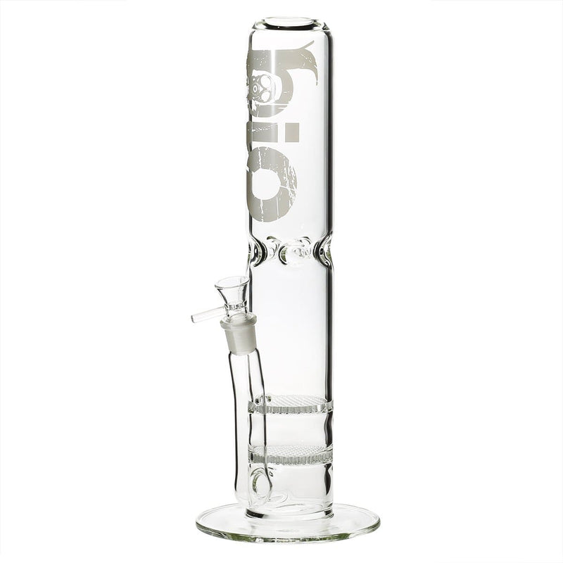 Bio Glass Glass Bong 15" BIO 65mm Double Honeycomb Water Pipe - White Logo