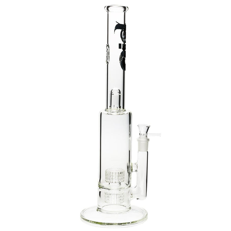 Bio Glass Glass Bong 16" BIO Double Grid Water Pipe - Black Logo