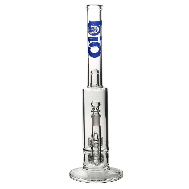 Bio Glass Glass Bong 16" BIO Double Grid Water Pipe - Blue Logo