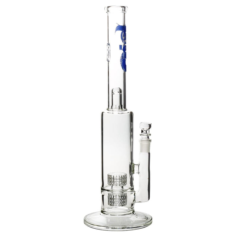 Bio Glass Glass Bong 16" BIO Double Grid Water Pipe - Blue Logo