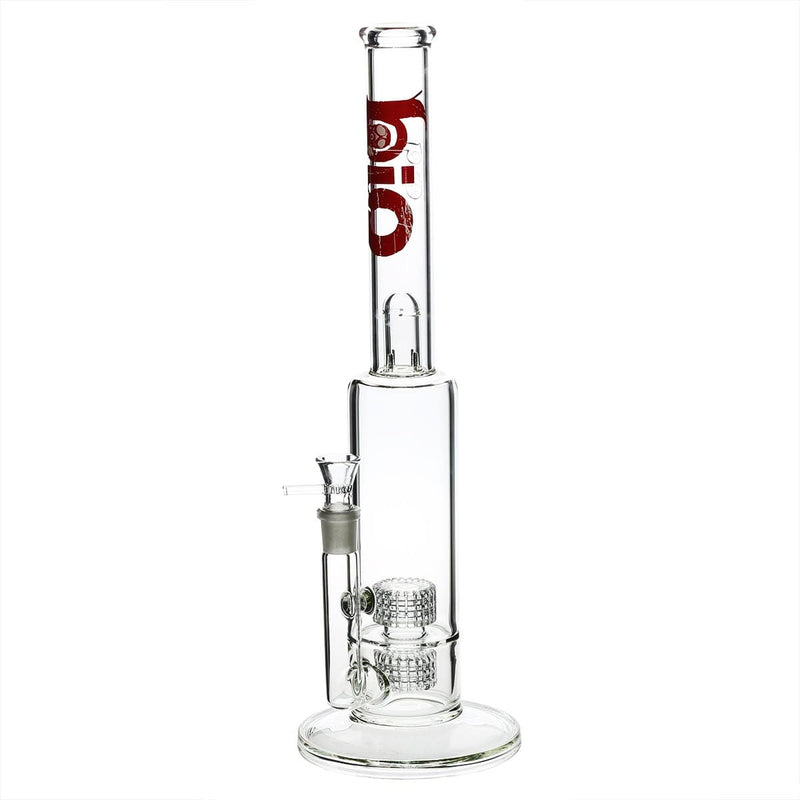 Bio Glass Glass Bong 16" BIO Double Grid Water Pipe - Red Logo