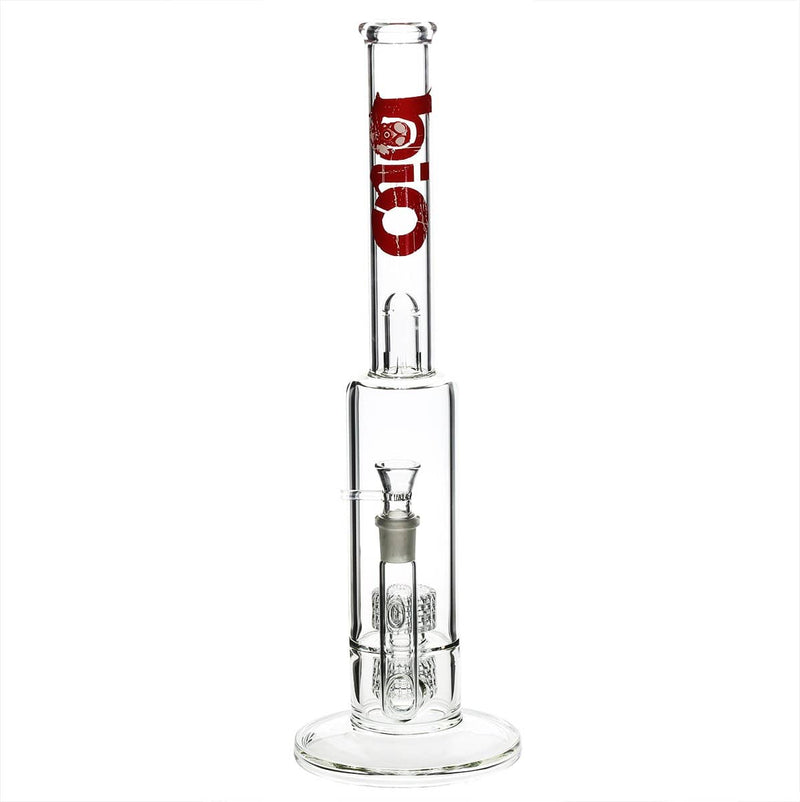 Bio Glass Glass Bong 16" BIO Double Grid Water Pipe - Red Logo