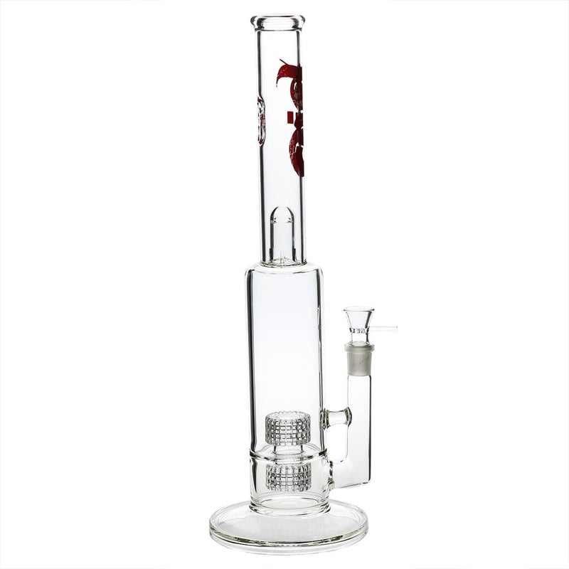 Bio Glass Glass Bong 16" BIO Double Grid Water Pipe - Red Logo