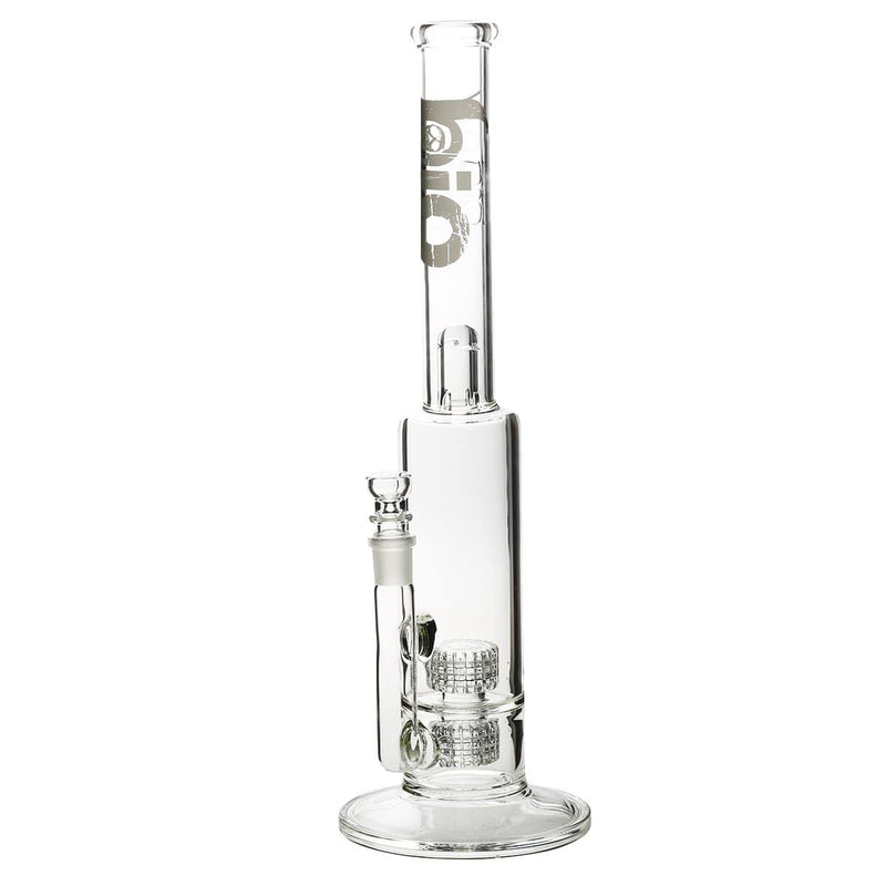 Bio Glass Glass Bong 16" BIO Double Grid Water Pipe - White Logo