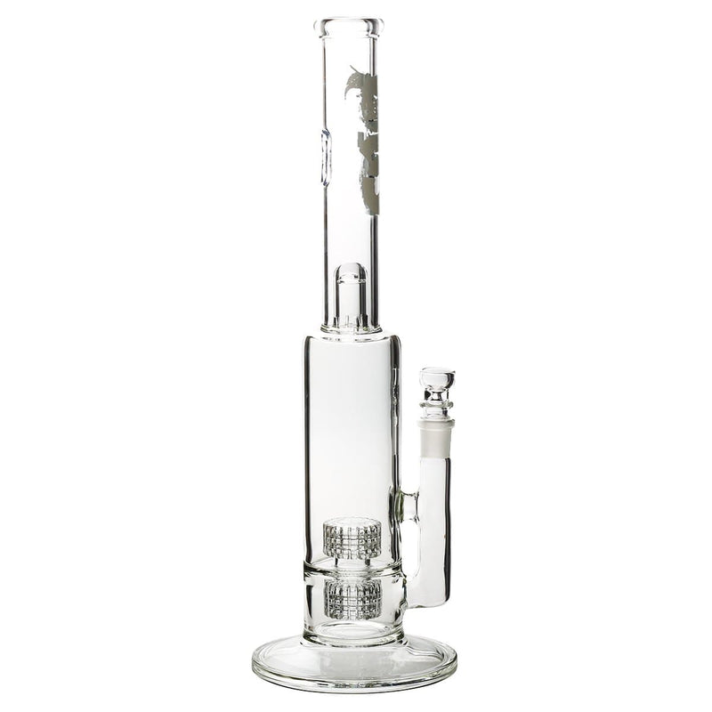 Bio Glass Glass Bong 16" BIO Double Grid Water Pipe - White Logo