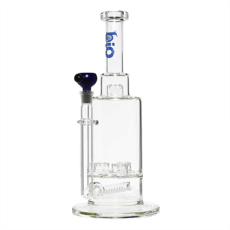 Bio Glass Glass Bong 16" Single Inline / Triple Updome Stemless Water Pipe - Blue