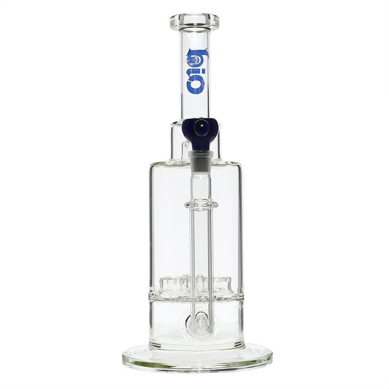 Bio Glass Glass Bong 16" Single Inline / Triple Updome Stemless Water Pipe - Blue