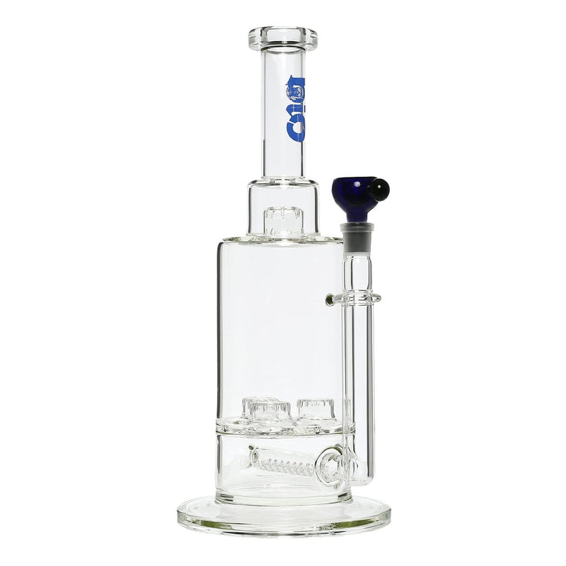 Bio Glass Glass Bong 16" Single Inline / Triple Updome Stemless Water Pipe - Blue