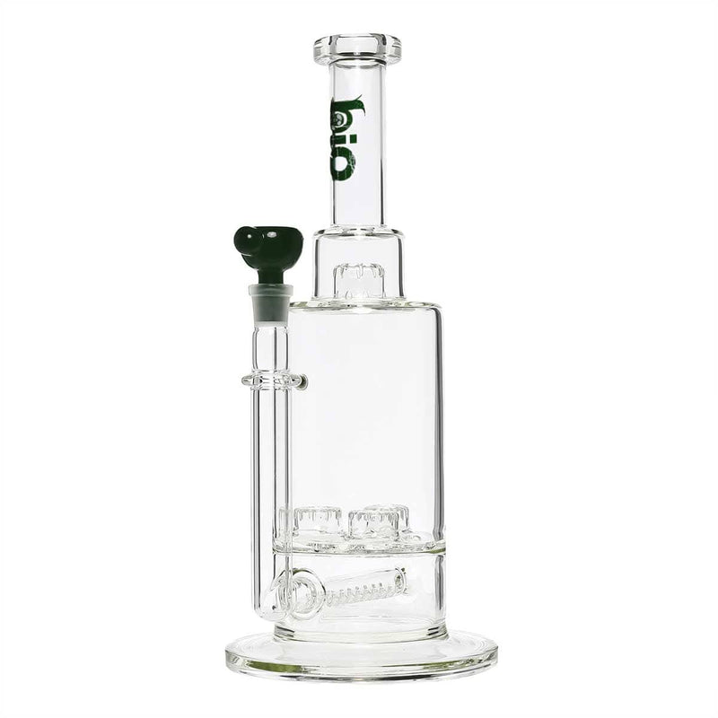 Bio Glass Glass Bong 16" Single Inline / Triple Updome Stemless Water Pipe - Green