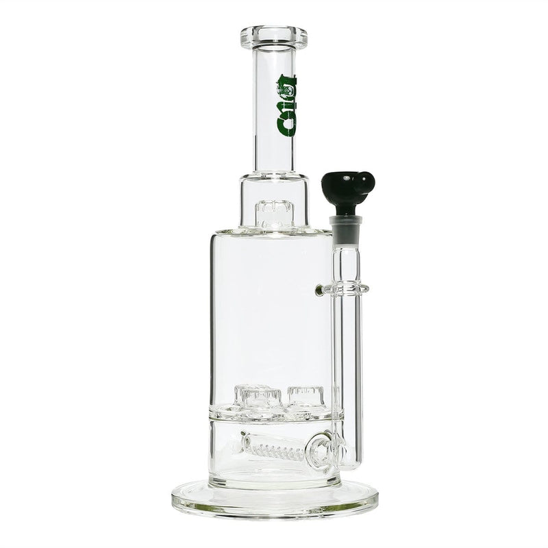 Bio Glass Glass Bong 16" Single Inline / Triple Updome Stemless Water Pipe - Green