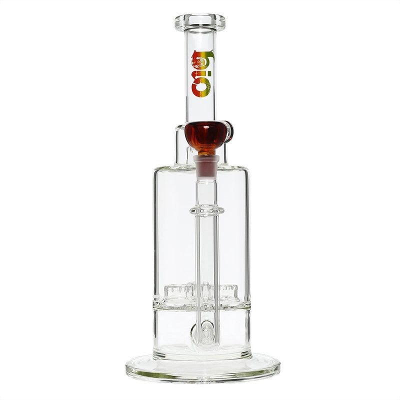 Bio Glass Glass Bong 16" Single Inline / Triple Updome Stemless Water Pipe - Rasta