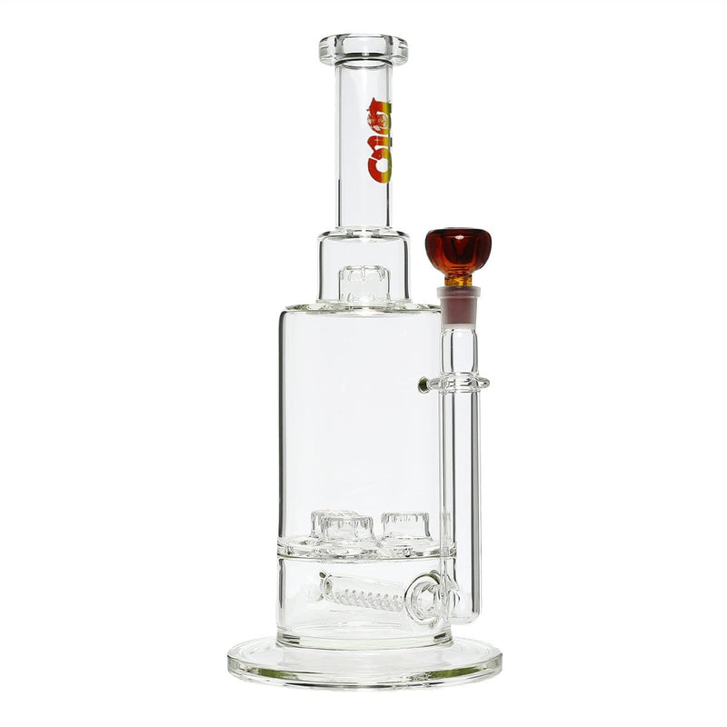 Bio Glass Glass Bong 16" Single Inline / Triple Updome Stemless Water Pipe - Rasta