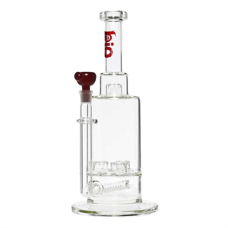 Bio Glass Glass Bong 16" Single Inline / Triple Updome Stemless Water Pipe - Red Label