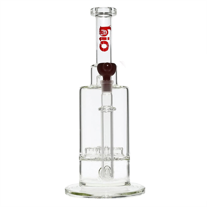 Bio Glass Glass Bong 16" Single Inline / Triple Updome Stemless Water Pipe - Red Label