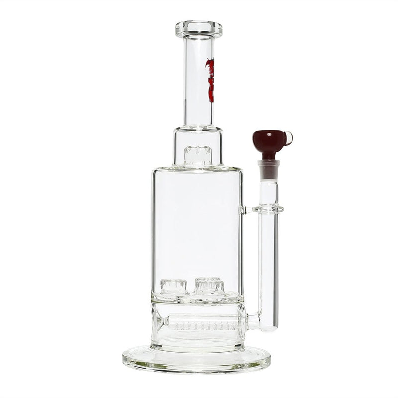 Bio Glass Glass Bong 16" Single Inline / Triple Updome Stemless Water Pipe - Red Label