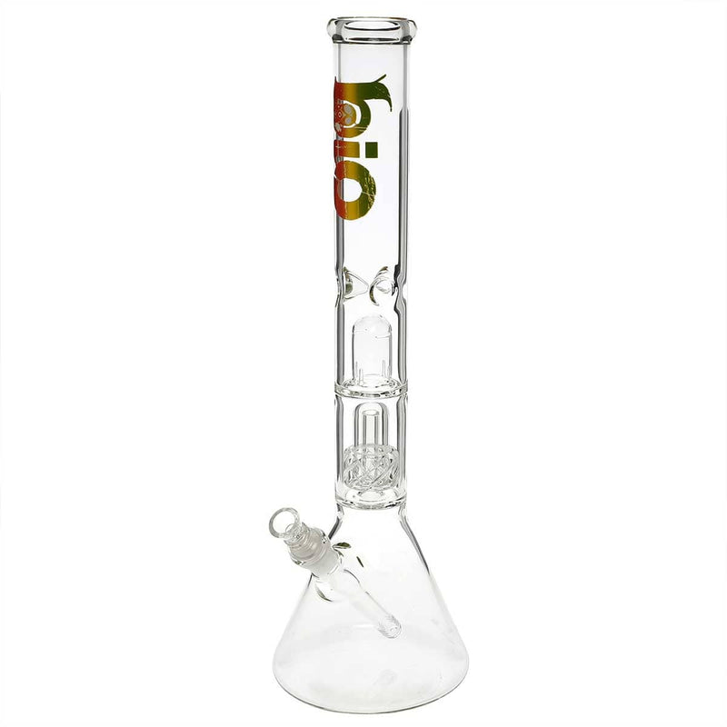 Bio Glass Glass Bong 18" BIO 50mm Single Grid Dome Beaker Water Pipe - Rasta