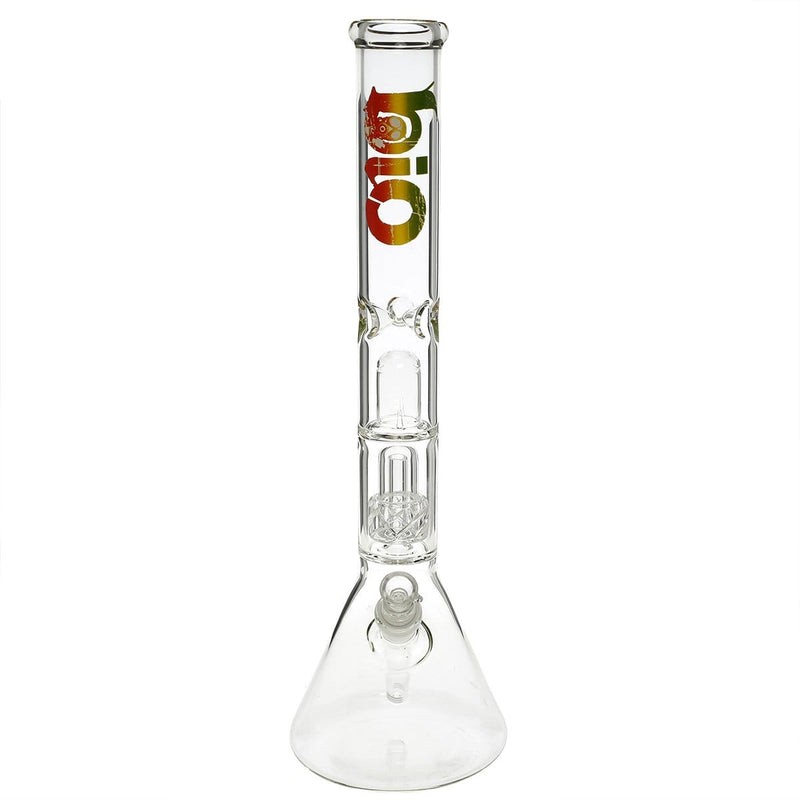 Bio Glass Glass Bong 18" BIO 50mm Single Grid Dome Beaker Water Pipe - Rasta