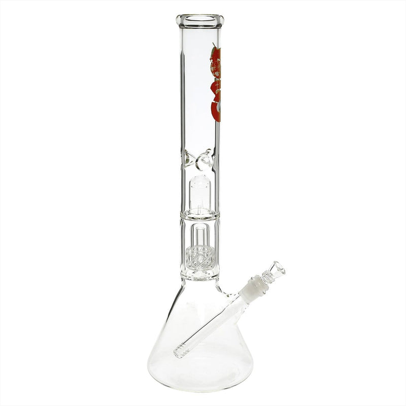 Bio Glass Glass Bong 18" BIO 50mm Single Grid Dome Beaker Water Pipe - Rasta