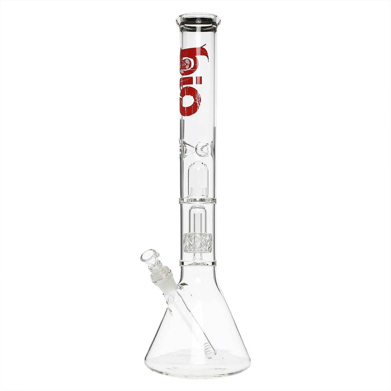 Bio Glass Glass Bong 18" BIO 50mm Single Grid Dome Beaker Water Pipe - Red