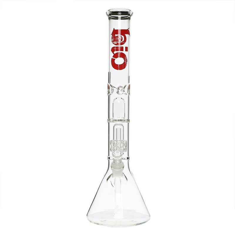 Bio Glass Glass Bong 18" BIO 50mm Single Grid Dome Beaker Water Pipe - Red