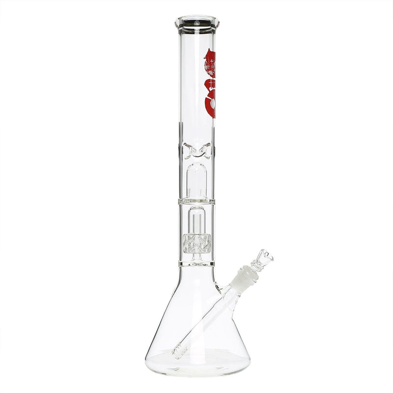 Bio Glass Glass Bong 18" BIO 50mm Single Grid Dome Beaker Water Pipe - Red