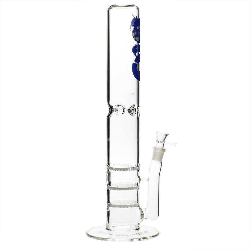 Bio Glass Glass Bong 18" BIO 65mm Triple Honeycomb Water Pipe - Blue Logo