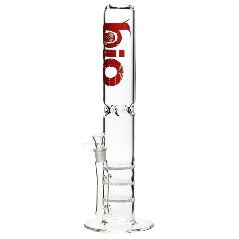 Bio Glass Glass Bong 18" BIO 65mm Triple Honeycomb Water Pipe - Red Logo